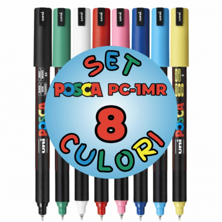 Culori acrilice - Set 8 Carioci POSCA cu Varf Subtire, Marker 0.7 MM, PC-1MR