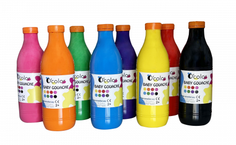 Art & Craft si Artizanat - Set 8 x 1000 ml Guasa lavabila pictura, potrivita pentru copii mici, incepand de la 2 ani