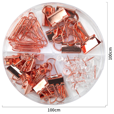 Set accesorii birou (agrafe, clipsuri, pioneze) auriu deli [2]
