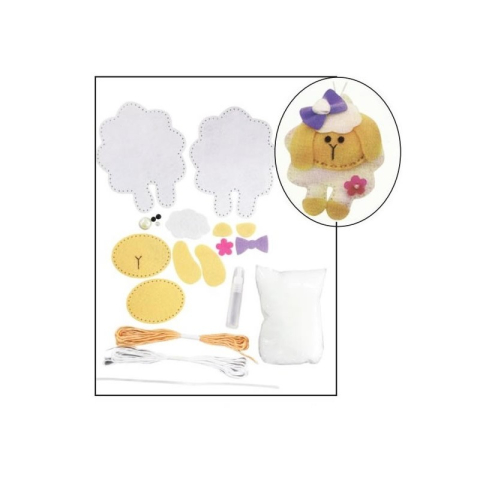 Lipici scolar, Stick, Solid si Lichid - Set accesorii creatie catelus fetru, 14cm, ac plastic, ata, lipici, vata sintetica, instructiuni
