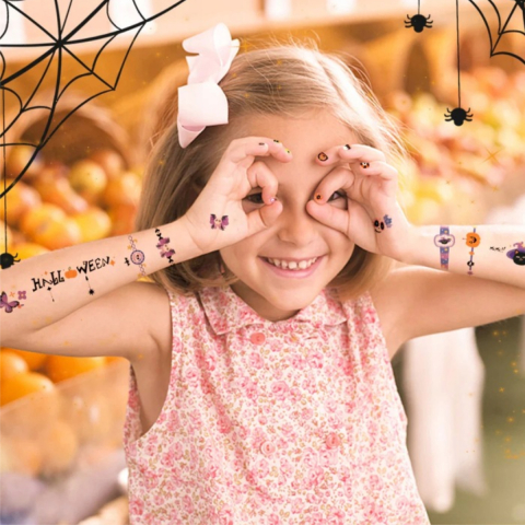 Set Accesorii Halloween Mideer, Tatuaje si Stickere Unghii Glow in the Dark, 100+ Modele [3]