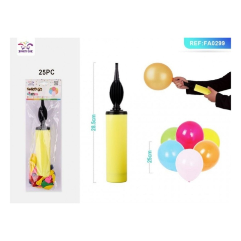 Accesorii pentru petrecere - Set accesorii petrecere PartyGo, 25cm, pompa, diverse culori, FA0299, set 25 buc