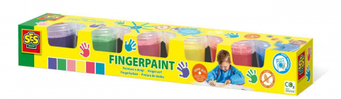 Art & Craft si Artizanat - Set acuarele de pictat cu degetele:  Albastru, Verde, Roz, Purpuriu, Roşu, Galben