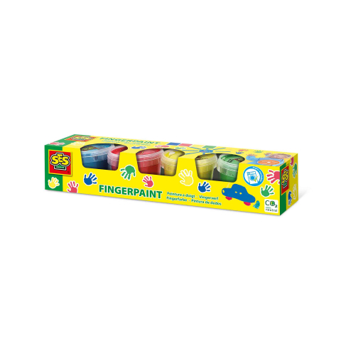 Pictură cu degetele, Vopsea Baby Finger Paint - Set acuarele pentru degete, culori primare (4 x 110ml), copii varsta 2 ani+