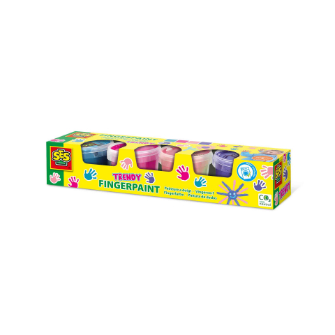 Pictură cu degetele, Vopsea Baby Finger Paint - Set acuarele pentru degete, culori trendy (4 x 110ml), copii varsta 2 ani+