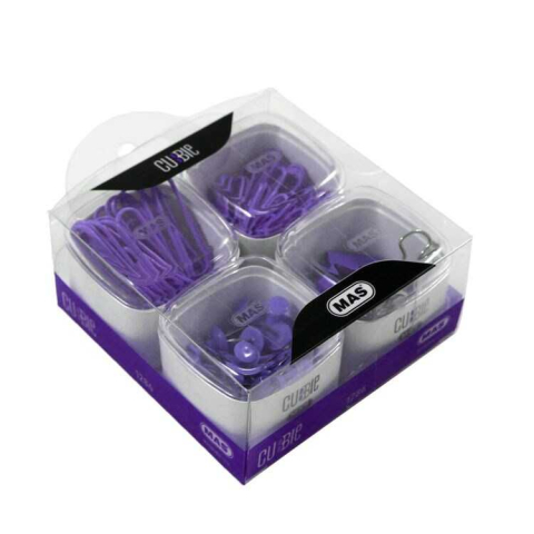 Birotică și Papetărie - Set agrafe +clipsuri + pioneze panou pluta colorate Cubbie Pvc Mov