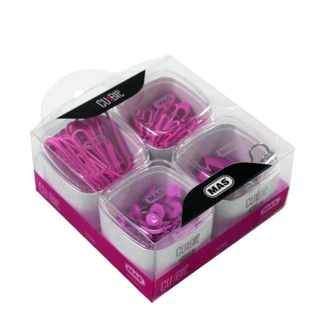 Birotică și Papetărie - Set Agrafe +clipsuri + Pioneze panou pluta colorate Cubbie pvc Roz