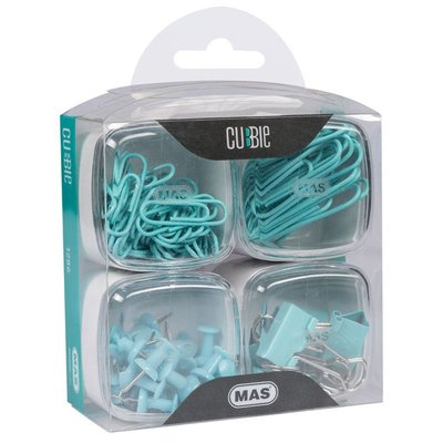 Birotică și Papetărie - Set Agrafe +clipsuri+pioneze panou pluta colorate Cubbie pvc-Turcoaz