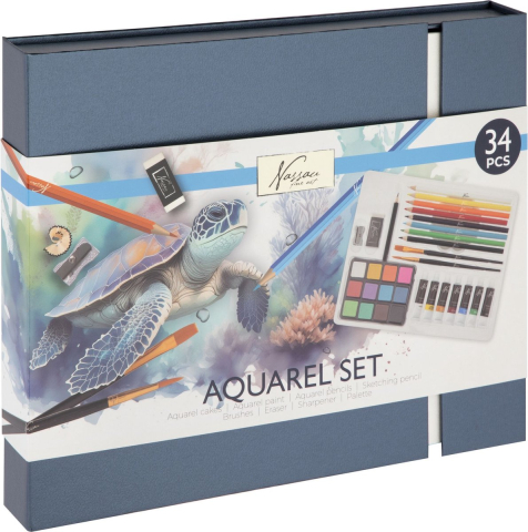 Cadouri Jucării Copii Grădiniță - Set Art Aquarel 34 piese in cutie cadou  Grafix