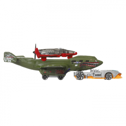 Set avion si masina hot wheels super rigs turbolence tug, varsta de la 3 ani la 12 ani [1]