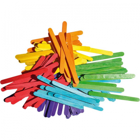Accesorii Craft - Set 100 betisoare colorate din lemn pentru gradinita.