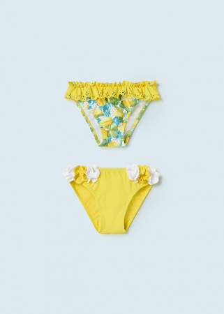 Set 2 slipi bebe, decorat cu volanase si imprimeu fructe,Galben [1]