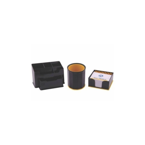 Articole pentru birou - Set birou Ark 1194, 3 piese, plastic, negru