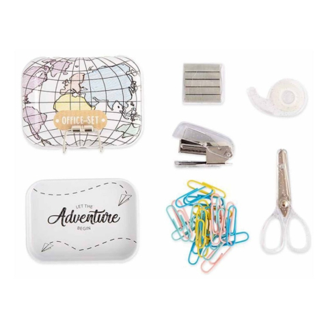 Articole pentru birou - Set birou mini, Trendhaus CH29711, capse+capsator+dispenser+foarfeca+agrafe