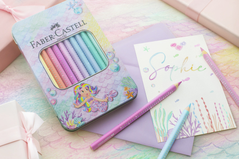 Set cadou 10 creioane colorate sparkle jumbo pastel faber-castell [1]