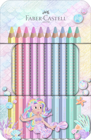 Rechizite Școlare - Set cadou 10 creioane colorate sparkle jumbo pastel faber-castell