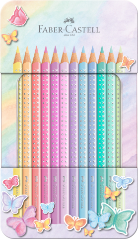 Rechizite Școlare - Set cadou 12 creioane colorate pastel sparkle faber-castell