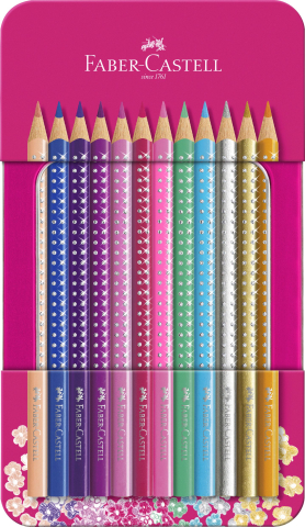 Rechizite Școlare - Set cadou 12 creioane colorate sparkle faber-castell