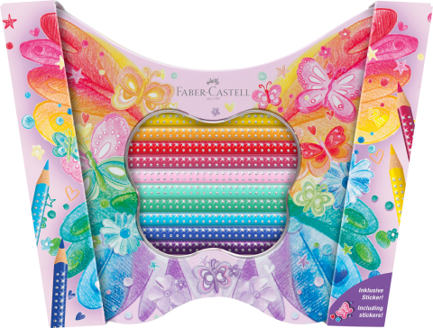 Rechizite Școlare - Set cadou 20 creioane colorate sparkle butterfly faber-castell