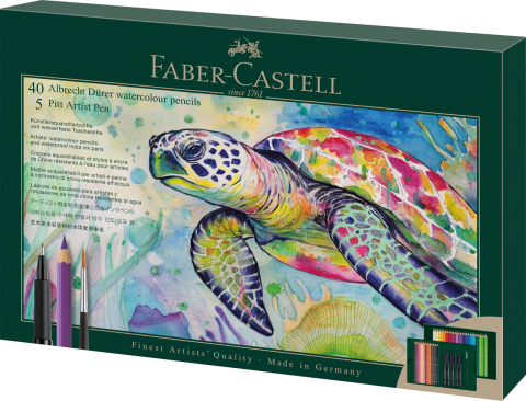 Rechizite Școlare - Set cadou 40 creioane colorate a.durer + 5 pitt artist pen + pensula faber-castell