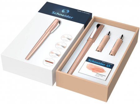 Stilouri și rollere cu rezerve de cerneală - Schneider - Set cadou stilou caligrafie Callissima Schneider, RoseGold- Micostore.ro