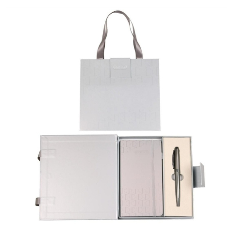 Rechizite Școlare - Set cadou stilou grafit + agenda mate A6 Symphony Elegant Premium 850011-01-02, cutie argintiu magnet