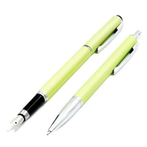 Set cadou stilou + pix Cresco Winner 880059, corp metalic verde pastel clips argintiu [1]
