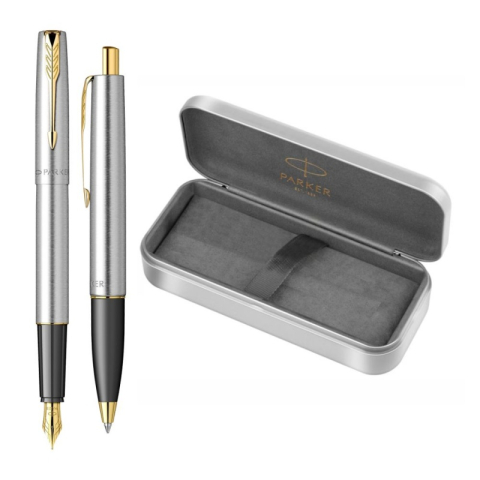 Birotică și Papetărie - Set cadou stilou + pix Parker Frontier SS-GT, cutie metalica