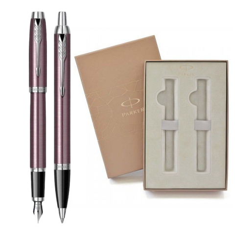 Birotică și Papetărie - Set cadou stilou + pix Parker IM Royal Premium, corp metalic violet