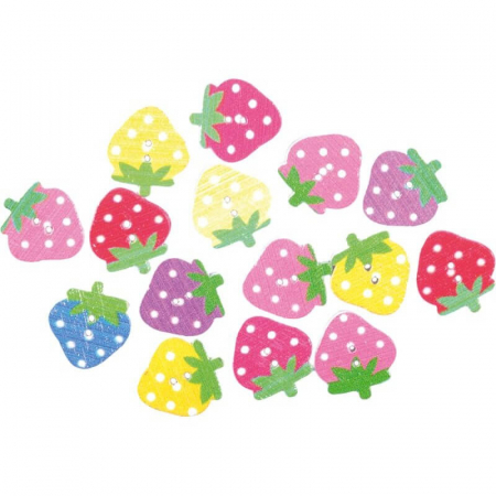 Lichidare stoc - Totul la 9.90 Lei - Set 15 Capsuni din Lemn, Accesorii Craft Copii - Micostore.ro