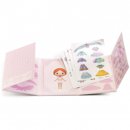 Set, carte cu abtibilduri reutilizabile, pentru fetite, Garderoba lui Lilyruby, Djeco, varsta 3 - 6, 6 - 9 ani, Fata [1]