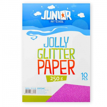 Rechizite Școlare - Set carton colorat, Glitter Jolly, Roz, 10 bucati - Micostore.ro
