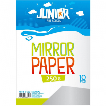 Set carton colorat, tip oglinda, culoare argintiu, 10 coli format A4.