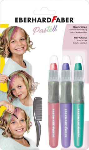 Accesorii pentru petrecere - Set colorare par creioane pastel + pieptan eberhard faber