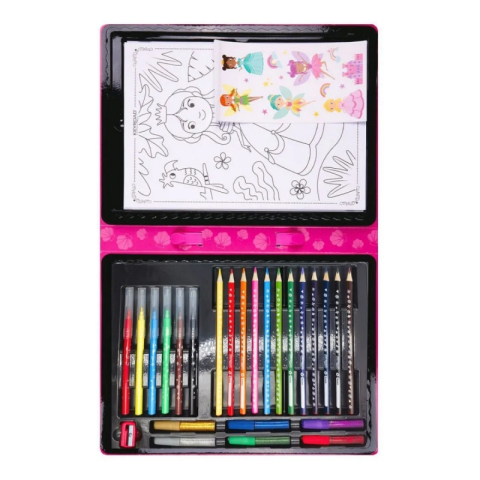Set coloriaj Keyroad Mica sirena KR972160, 12x creioane colorate, 6x carioci, 10x coli A4, 30x stickere, 6x lipici, ascutitoare [3]