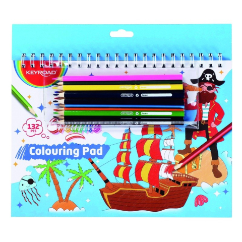 Set coloriaj Keyroad Pirati KR972520, 12x creioane colorate, carte colorat, stickere [1]
