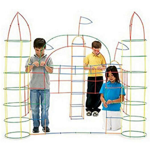 Set constructie copii 408 piese | paie si conectori | jucarie 3D STEM [4]