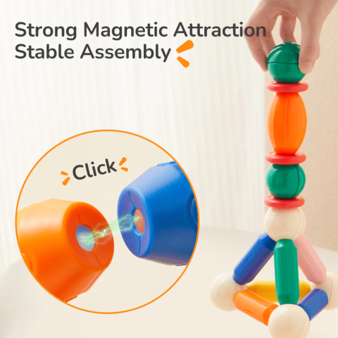 Set Constructie Magnetica Mideer Rainbow Magnetic Building Stick, pentru Dezvoltare STEM si Imaginatie, 32 Piese [3]