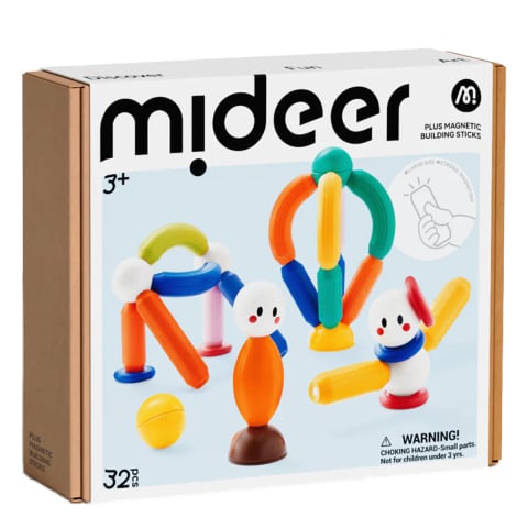 Jocuri creative si de creatie DIY - Set Constructie Magnetica Rainbow Building Stick, 32 Piese, Varsta 3 Ani+