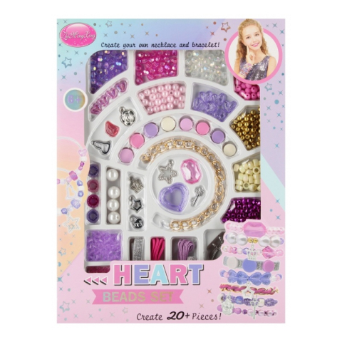 Art & Craft si Artizanat - Set creatie accesorii margele bratari Heart, MegaCreative, 543652, 34x25x5cm, 6+ ani