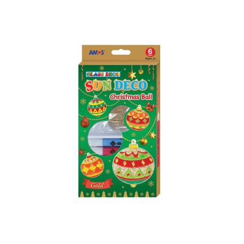 Seturi creative pentru copii - Set creatie AMOS SD10P6-CH2, GlassDeco Christmass, 6 culori /10.5ml+6 sabloane
