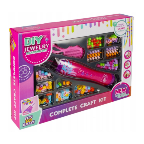 Frumusețe, bijuterii, accesorii fetițe - Set creatie impletit par (creator, piepten, accesorii) MegaCreative Jewelry, 524069, set 140 buc