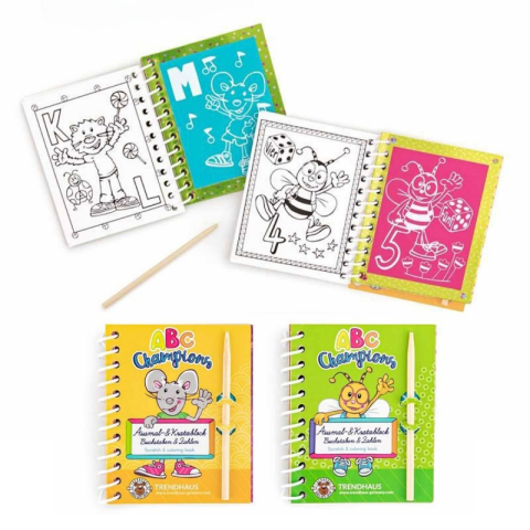 Seturi creative pentru copii - Set creatie notes razuibil+creion 24 pagini, Scratchbook Trendhaus, 8,5x10.5 cm, CH28645