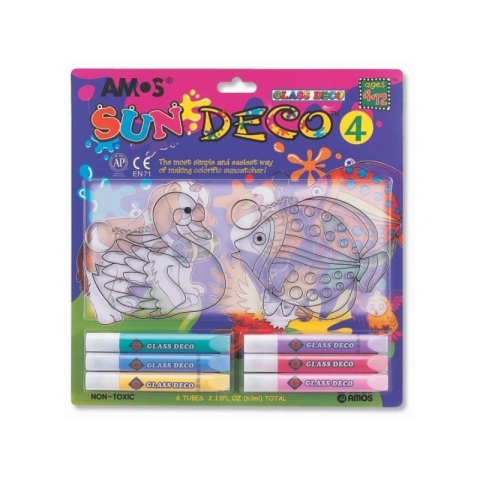Art & Craft si Artizanat - Set creativ, 6culori x 10.5ml, 2 sabloane mari, diverse culori, Amos, Sun Deco IV, SD10B6-D3