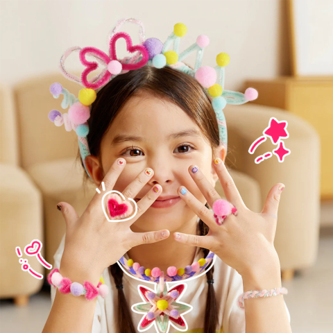 Set Creativ accesorii din tije plusate pentru copii, Chenille Stem Craft, 200+ Piese, Bijuterii si Decoratiuni [1]