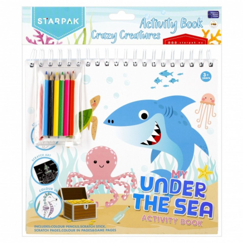 Rechizite Școlare - Set creativ - Carte cu activitati, Crazy Creatures, cu 6 creioane colorate, Starpak, 497703