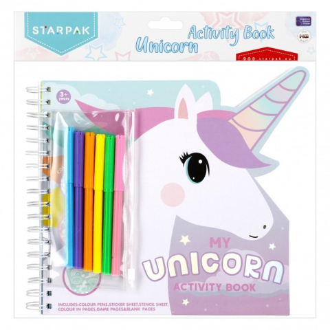 Art & Craft si Artizanat - Set creativ - Carte cu activitati, My Unicorn, cu 6 carioci, Starpak, 497702