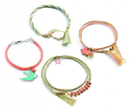 Accesorii, Ochelari, Ceasuri, ETUI, Portofel, Gentute - Set creativ copii, Atelier de confectionat bratarile prieteniei, handmade, Djeco, varsta 6 - 9, 9+ ani, Fata