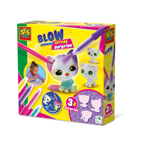Seturi creative pentru copii - Set creativ copii - Desenez cu aerograf 3 pisici surpriza, copii varsta 5 ani+,8 ani+