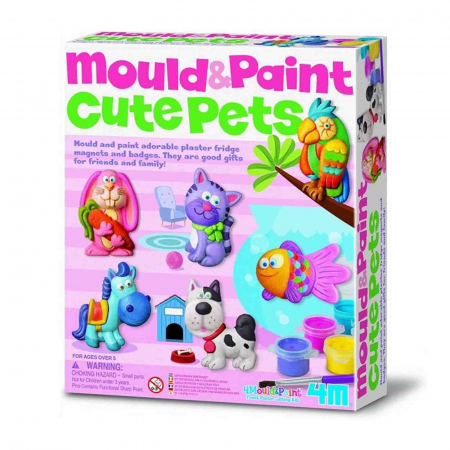 Figurine de pictat, Ipsos, Lemn - Set creativ, figurine ceramice de pictat, cu magnet de frigider